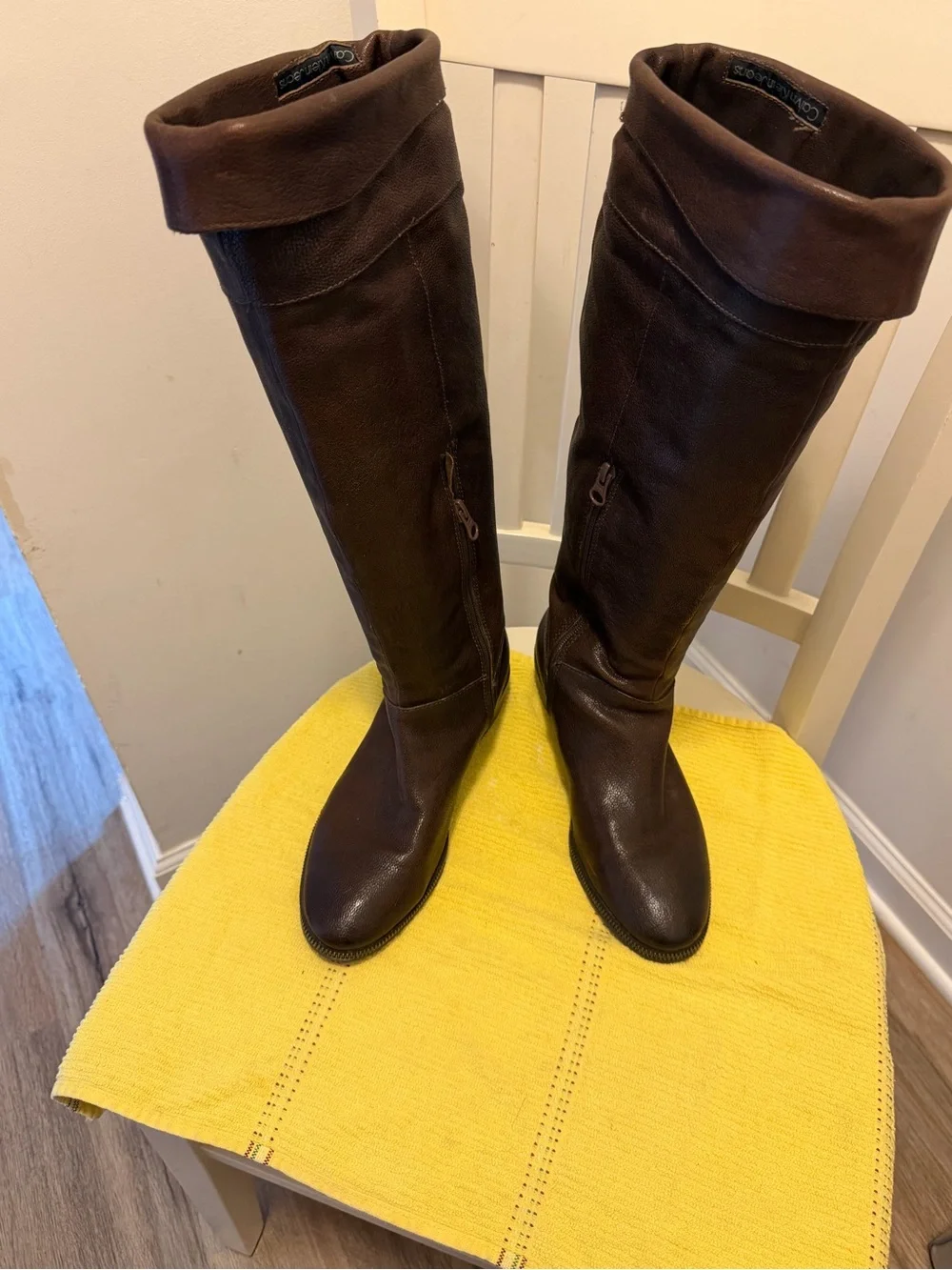 Calvin Klein Dark Brown Over-the-Knee Leather Boots